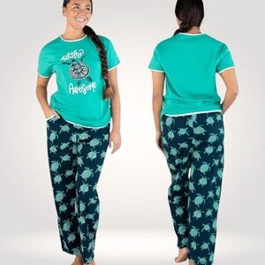 NEW LAZY ONE Women's PJs Short Sleeves Turtley Awesome Prints Relaxed Fit Size S